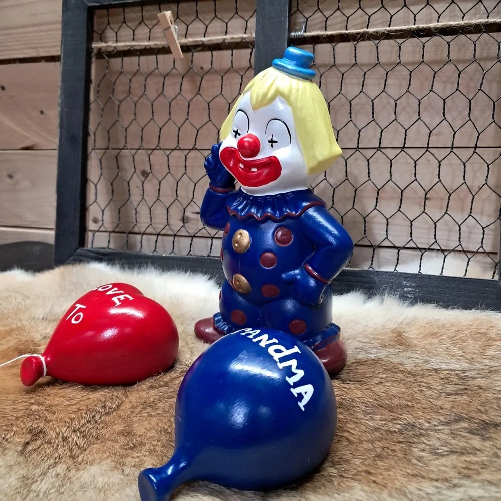Colorful Clown ceramic candle Lamp with 2 balloons